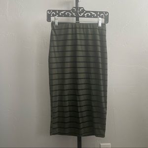 Olive skirt with black stripes